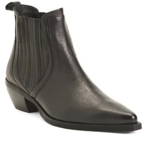 Emanuele Crasto Black Leather Pointed Toe Chelsea Ankle Boots NIB Sz 7.5 /38